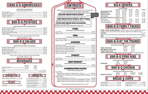 Menus – Big Bob Gibson